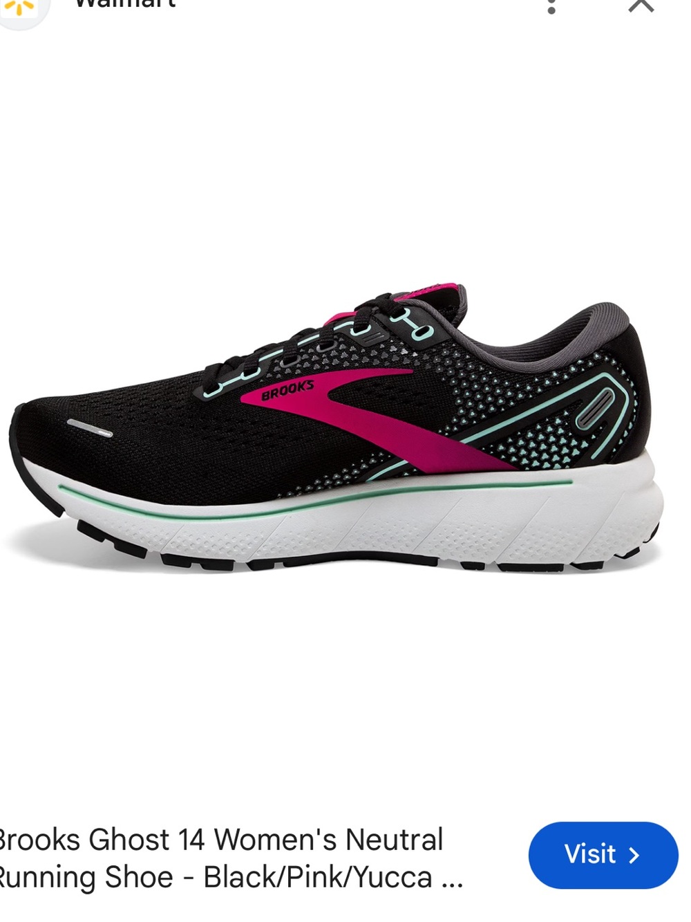 Brooks Women's Ghost 14 Neutral Running Shoe - Black/Pink size 8.5